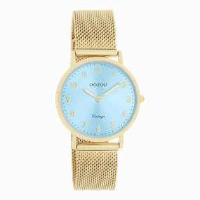 Gold coloured OOZOO watch with metal mesh bracelet - C20348