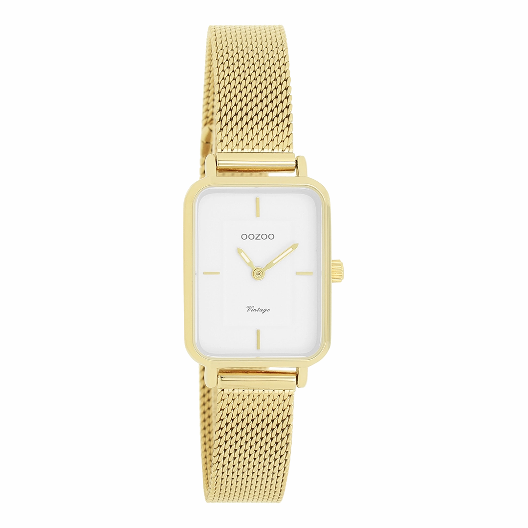 Gold coloured OOZOO watch with metal mesh bracelet - C20352