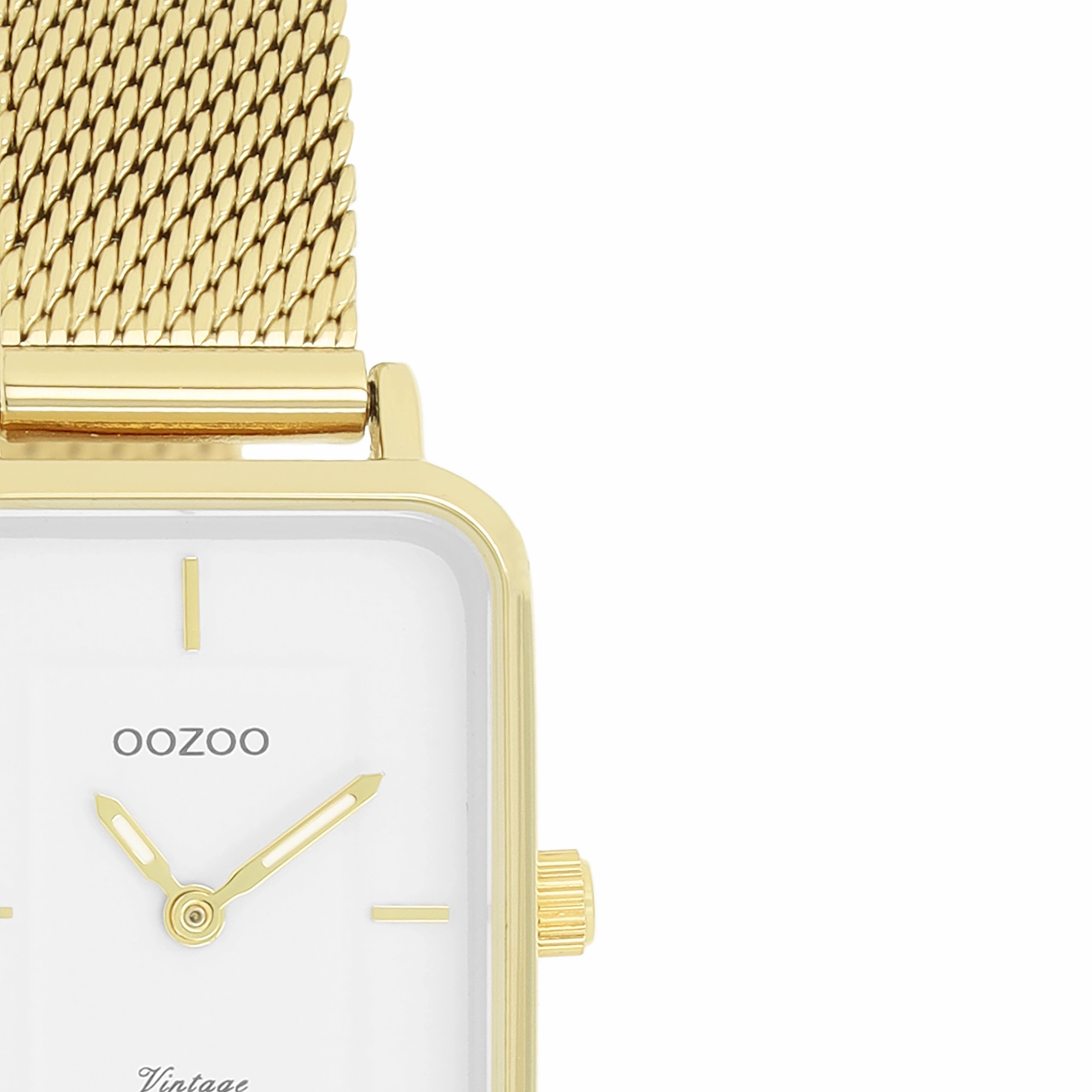 Gold coloured OOZOO watch with metal mesh bracelet - C20352