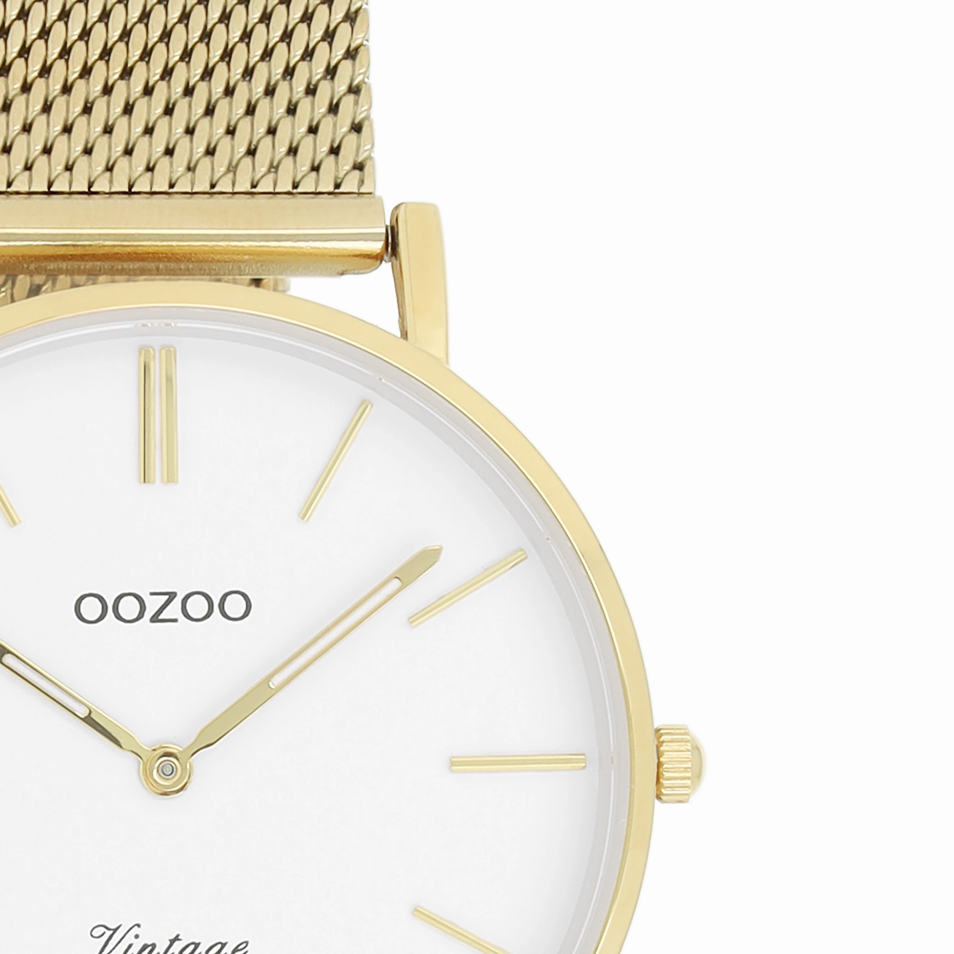Gold coloured OOZOO watch with metal mesh bracelet - C9910
