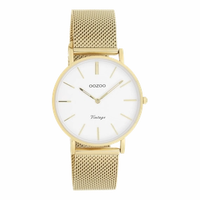 Gold coloured OOZOO watch with metal mesh bracelet - C9910