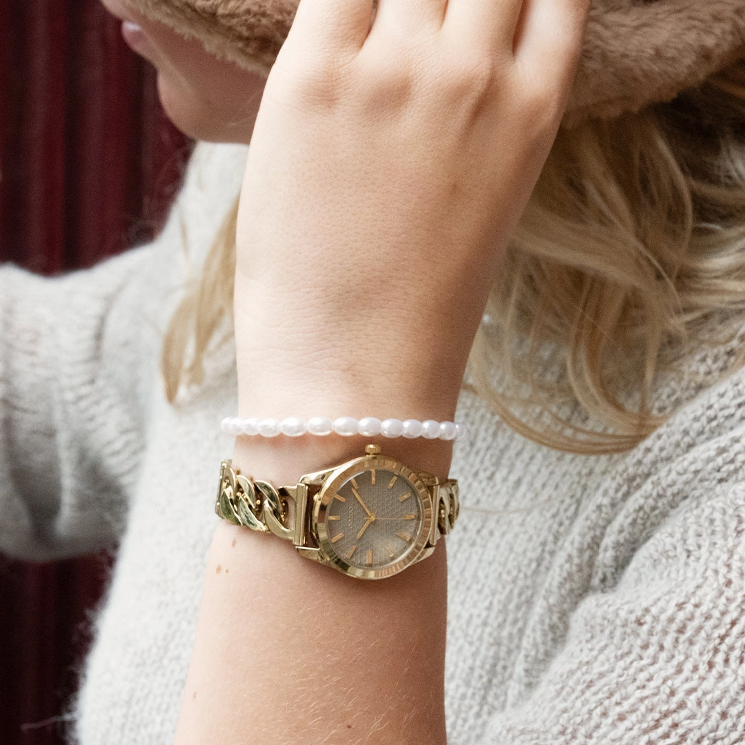 Gold coloured OOZOO watch with petit chain bracelet - C11420
