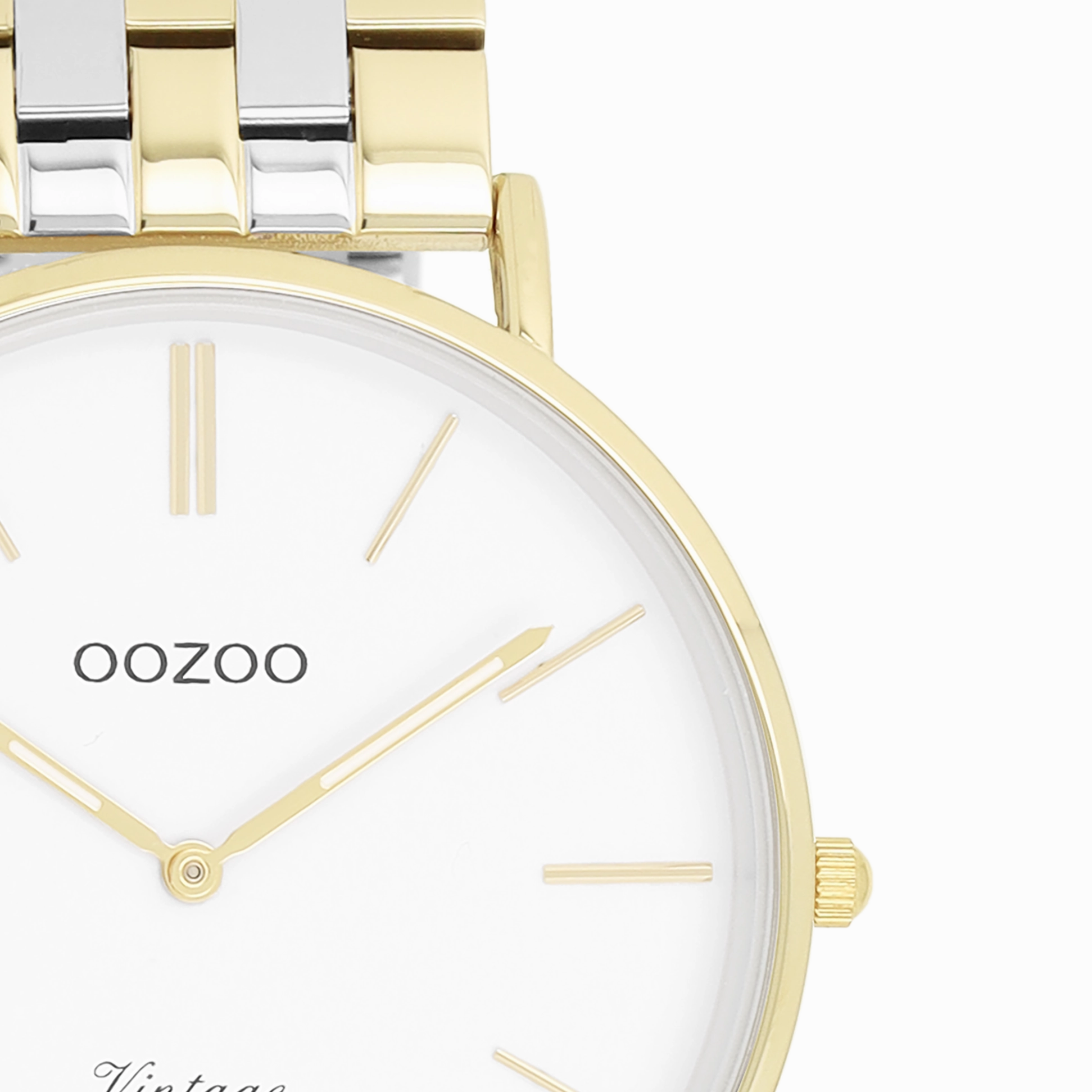Gold coloured OOZOO watch with silver coloured/gold stainless steel bracelet - C20402