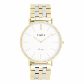 Gold coloured OOZOO watch with silver coloured/gold stainless steel bracelet - C20402