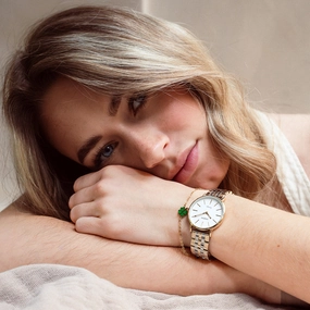 Gold coloured OOZOO watch with silver coloured/gold stainless steel bracelet - C20407