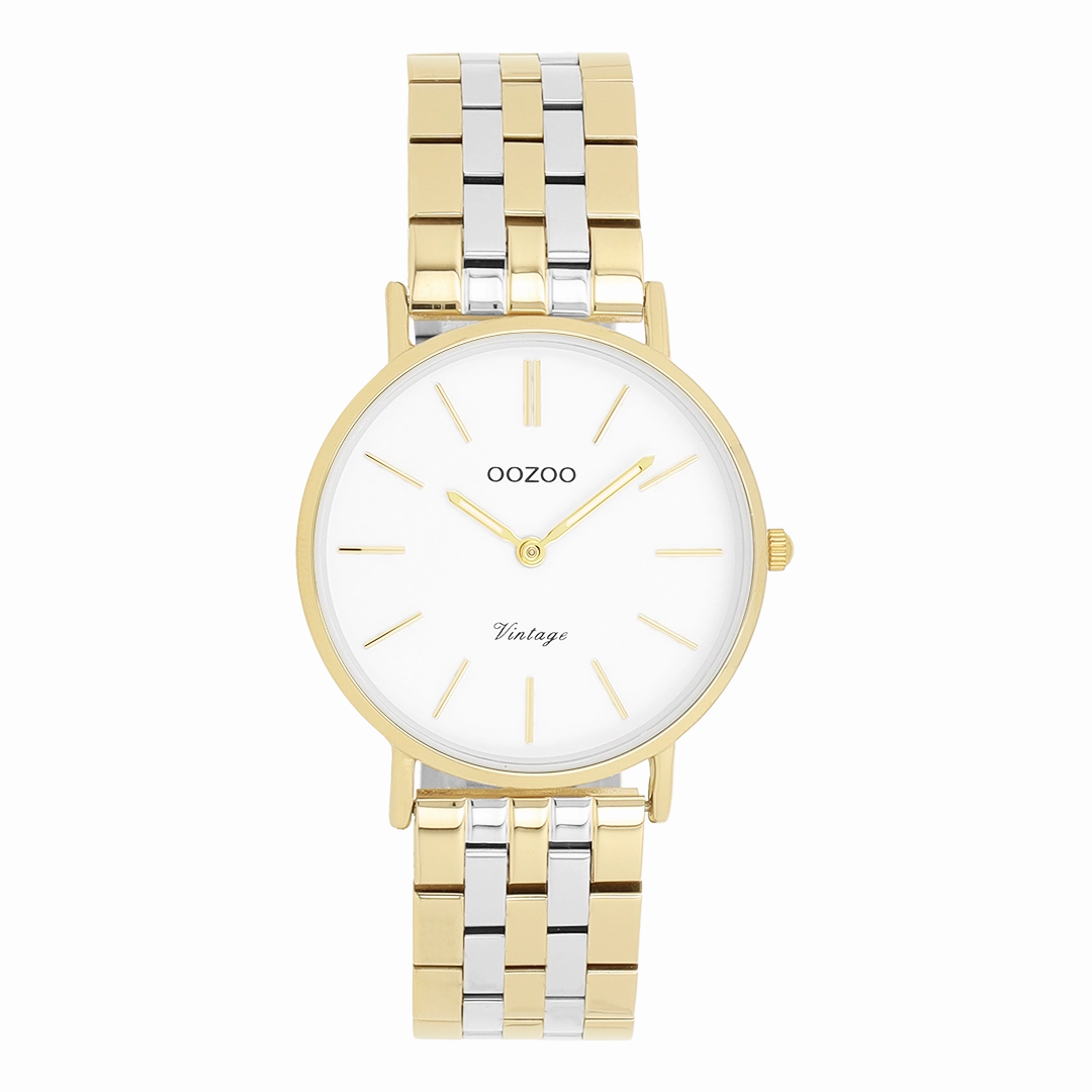 Gold coloured OOZOO watch with silver coloured/gold stainless steel bracelet - C20407