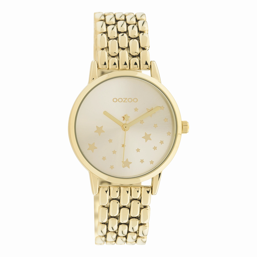 Gold coloured OOZOO watch with stainless steel bracelet - C11028