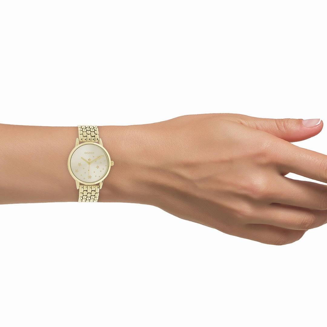 Gold coloured OOZOO watch with stainless steel bracelet - C11028