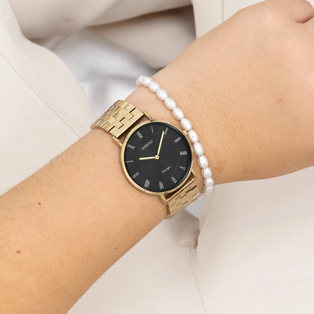 Gold coloured OOZOO watch with stainless steel bracelet - C20371