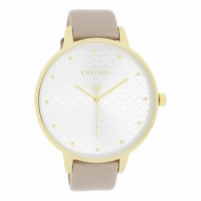 Gold coloured OOZOO watch with taupe leather strap - C11037