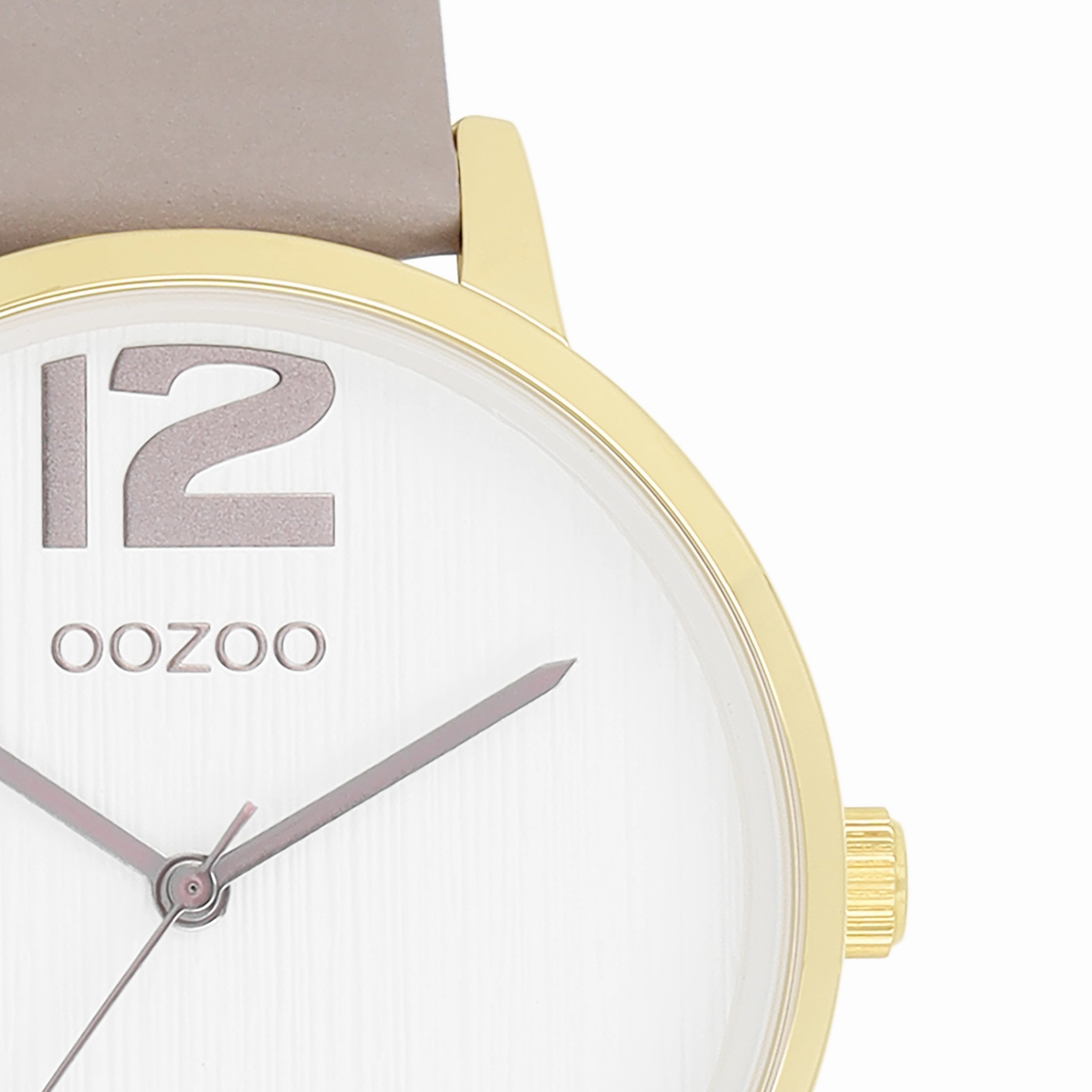 Gold coloured OOZOO watch with taupe leather strap - C11236