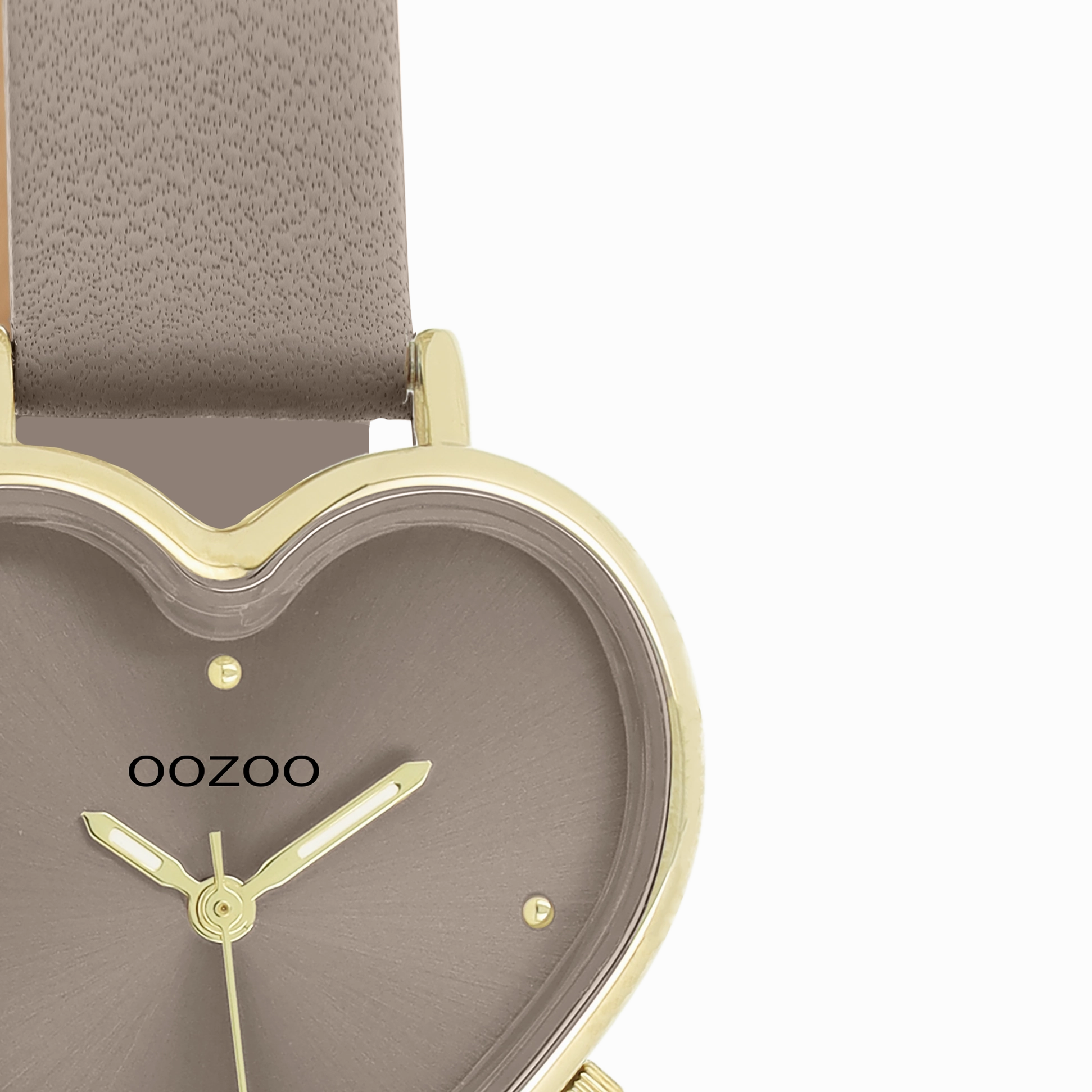 Gold coloured OOZOO watch with taupe leather strap - C11451