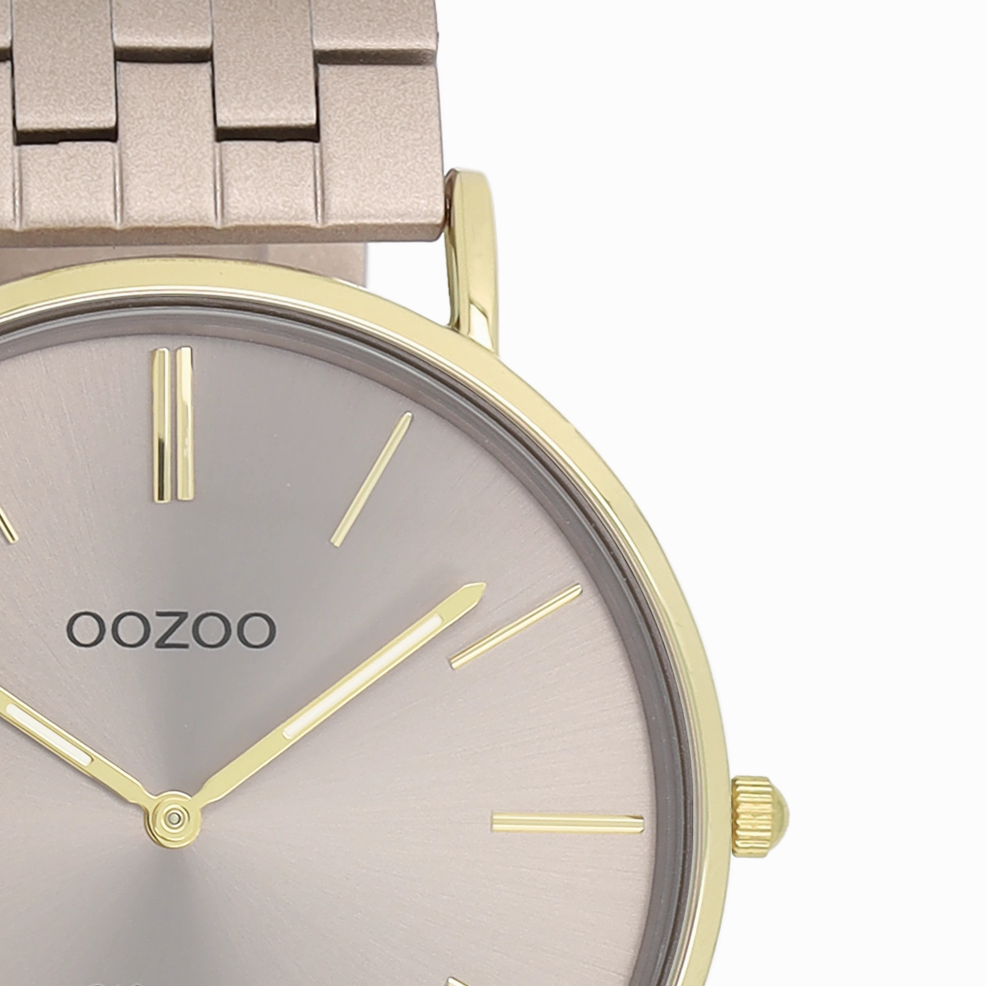 Gold coloured OOZOO watch with taupe stainless steel bracelet - C20404