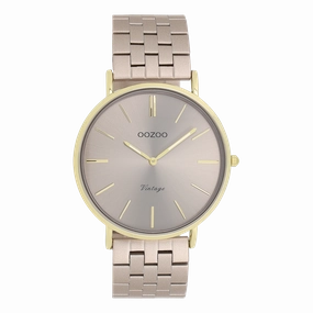 Gold coloured OOZOO watch with taupe stainless steel bracelet - C20404
