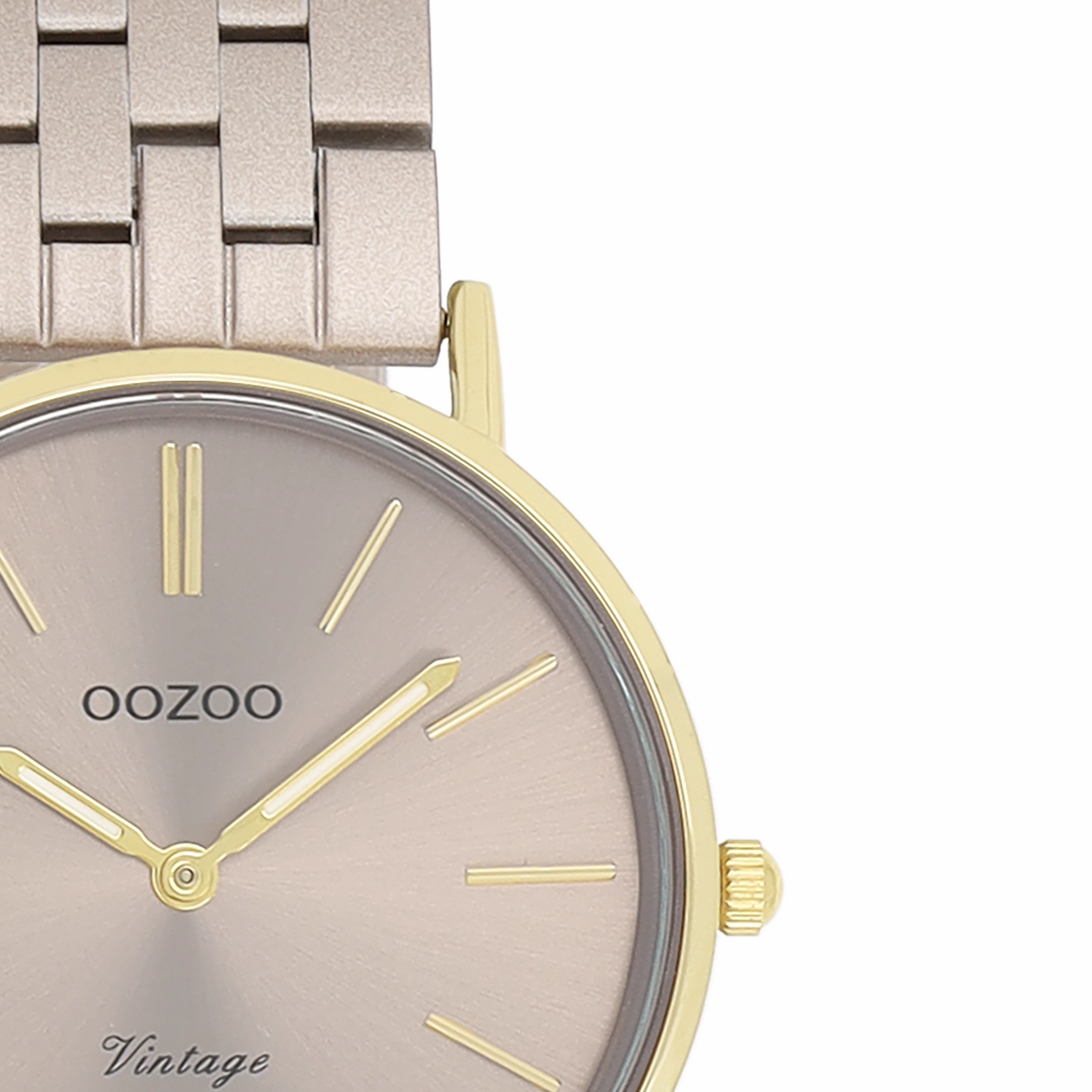Gold coloured OOZOO watch with taupe stainless steel bracelet - C20409