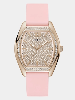 Gold-Tone and Pink Barrel Analog Watch