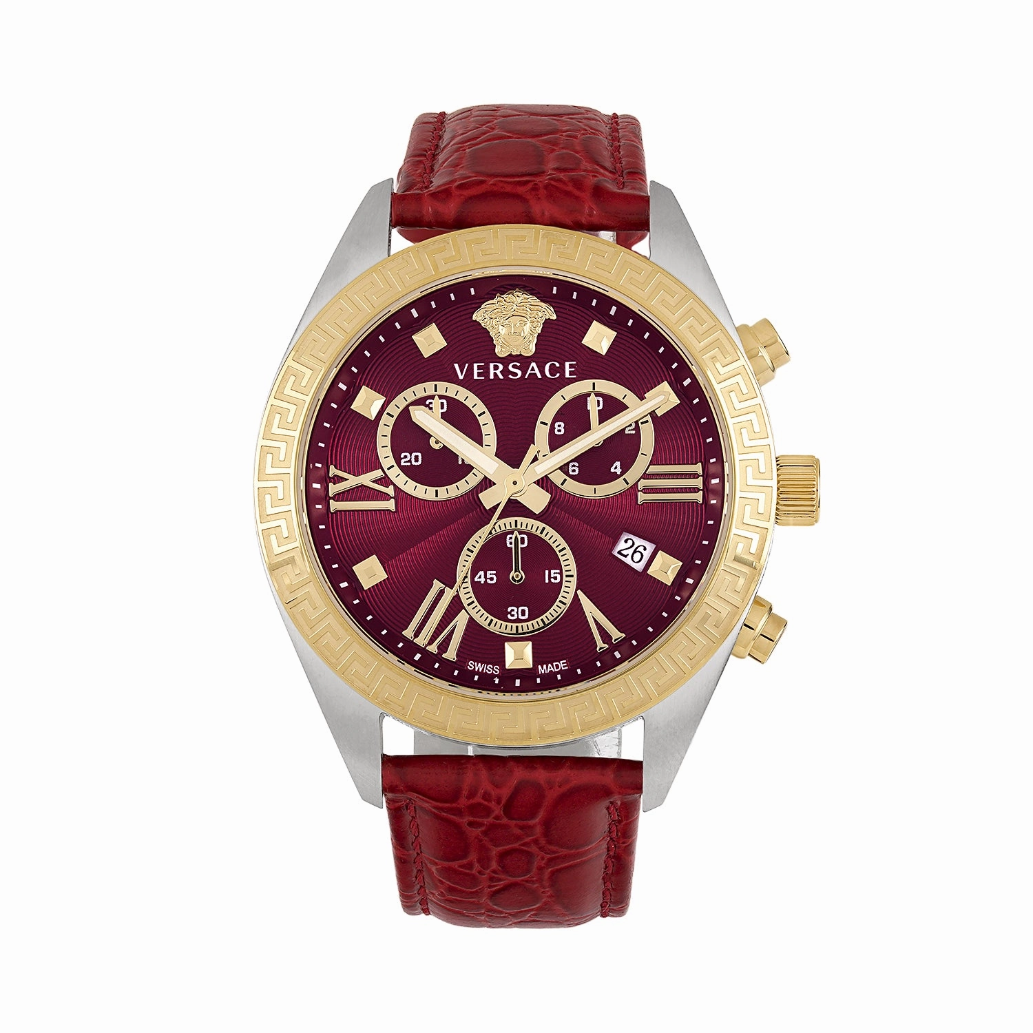Greca Chrono Leather Watch