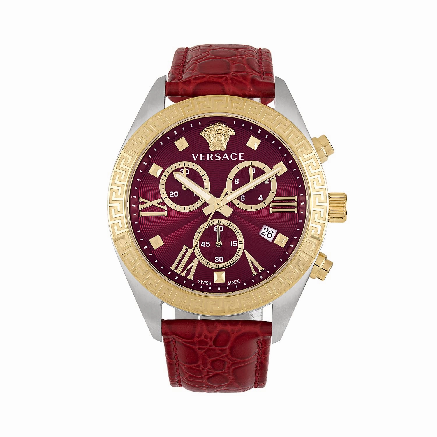 Greca Chrono Leather Watch
