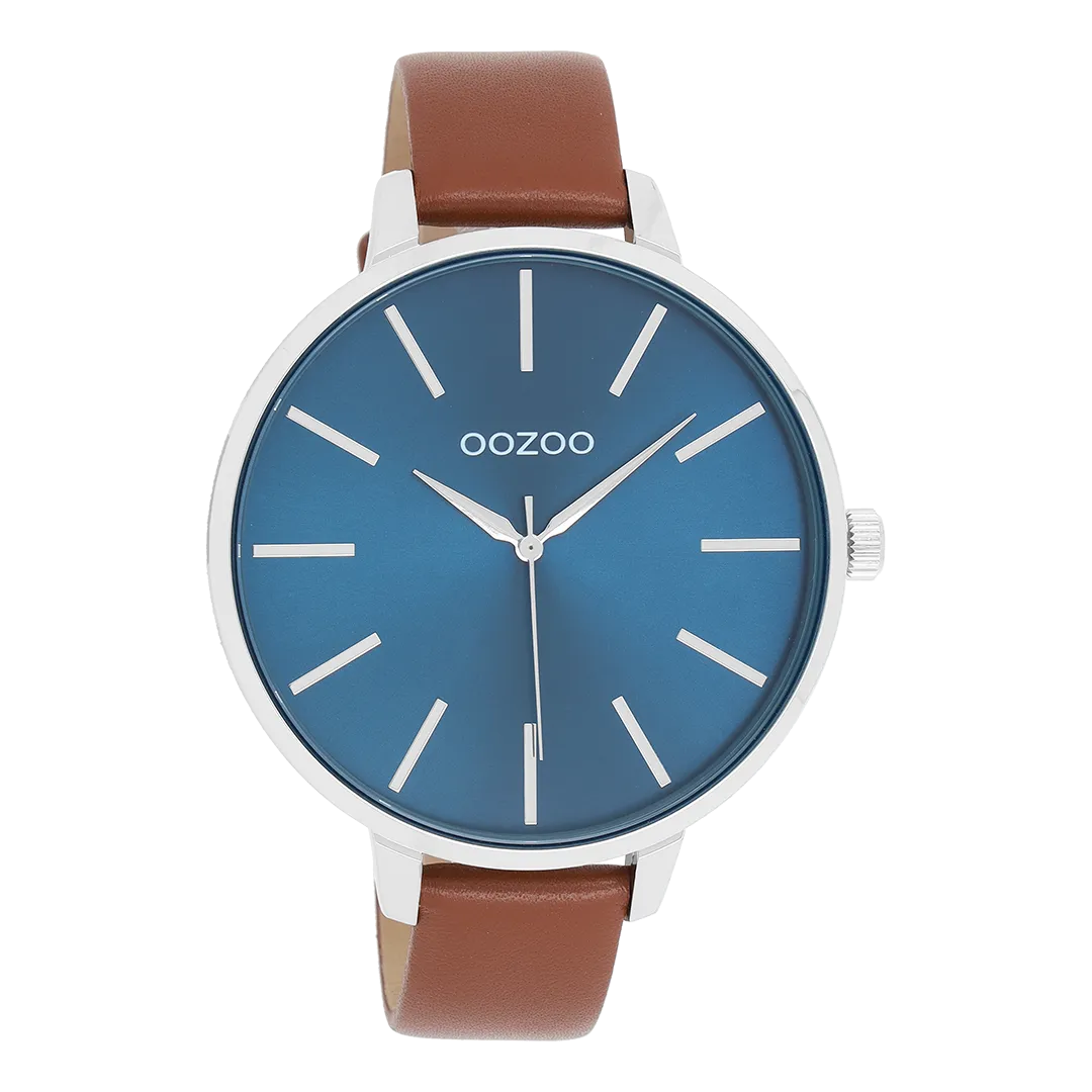 Green OOZOO watch with brown leather strap - C11439