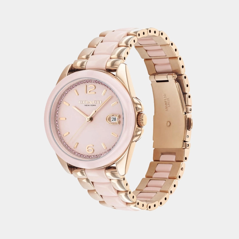 Greyson Women Pink Dial Analog Stainless Steel Watch 14504188
