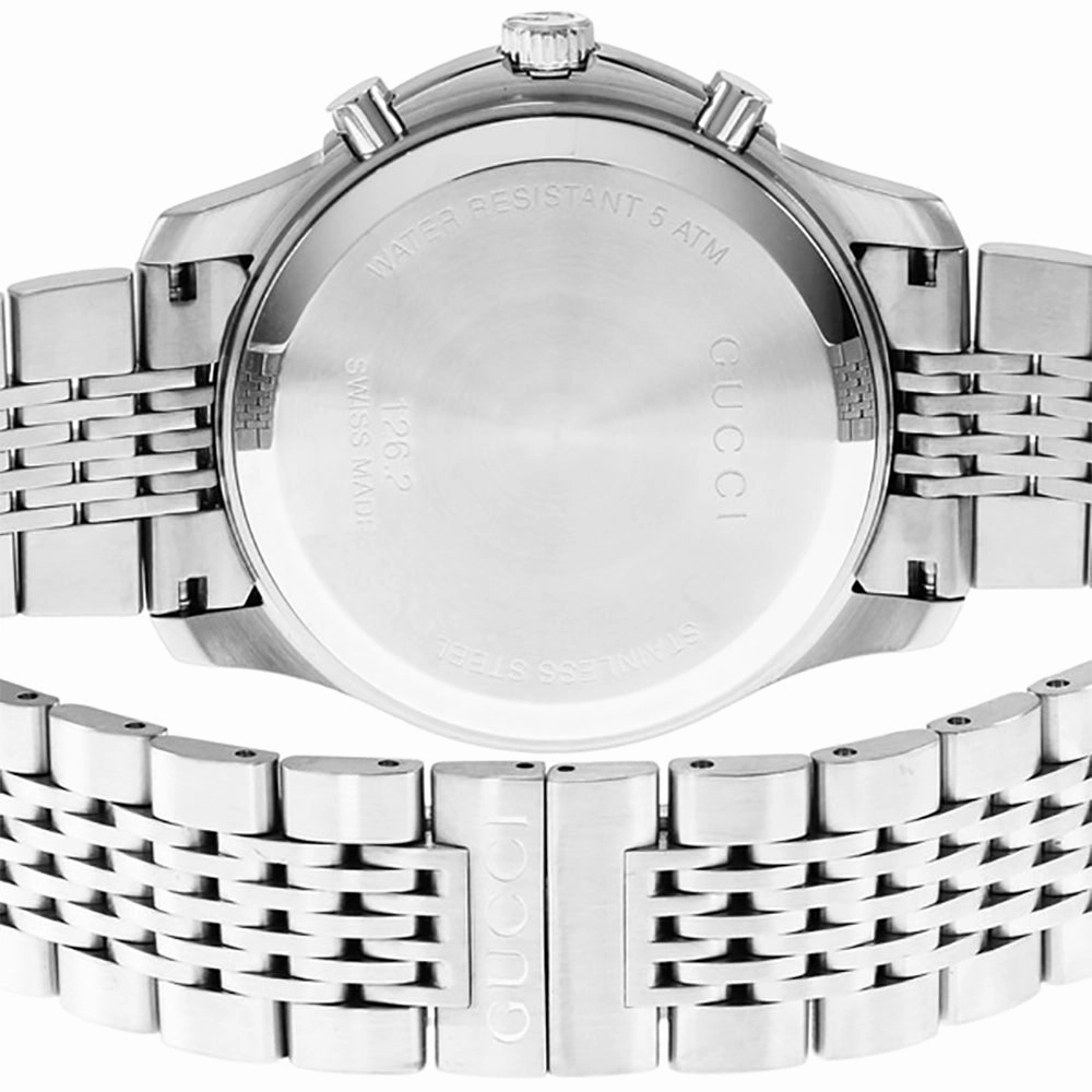 Gucci G-Timeless Chronograph Stainless Steel Blue Dial Date Quartz Mens Watch YA126256