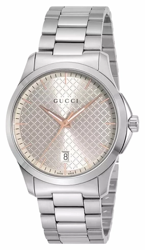 Gucci G-Timeless Stainless Steel Silver Dial Date Quartz Mens Watch YA1264052