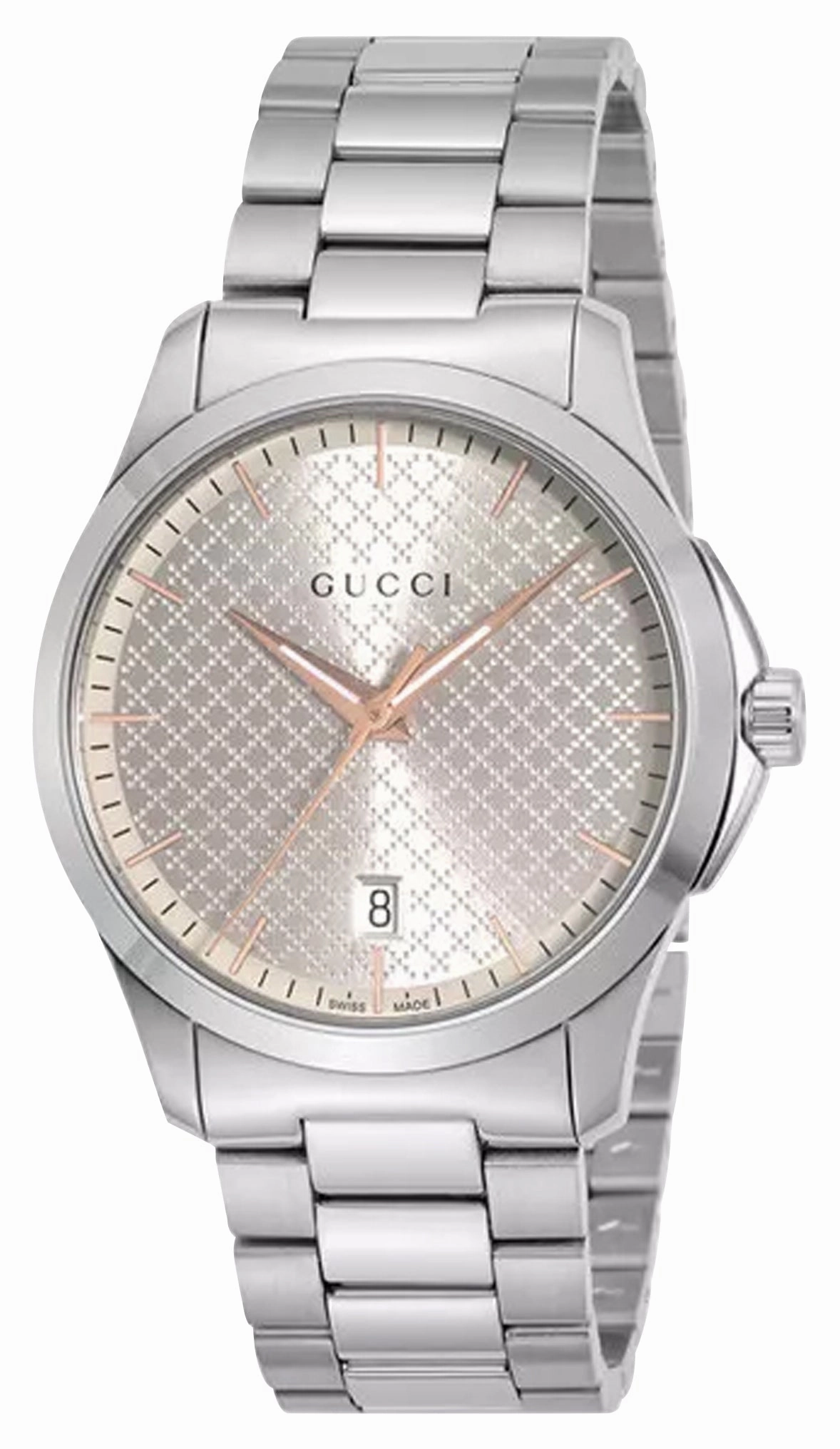 Gucci G-Timeless Stainless Steel Silver Dial Date Quartz Mens Watch YA1264052