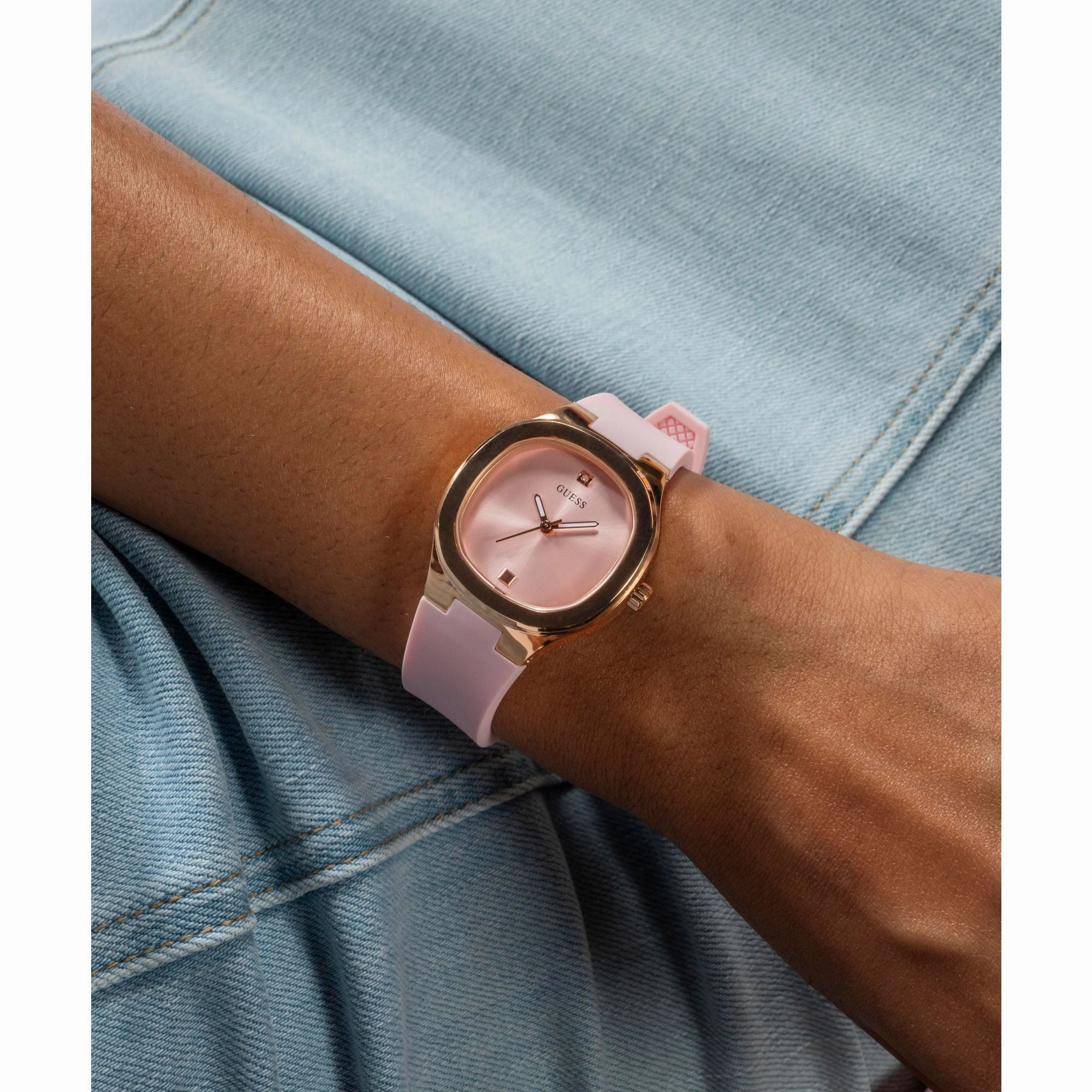 Guess Eve Dress Pink Rose Gold Tone Watch GW0658L2