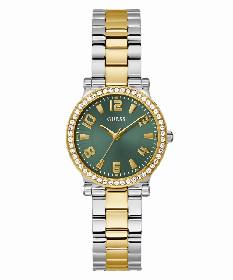 Guess Fawn G2T Green Dial Two Tone Analog Watch GW0686L2
