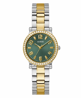 Guess Fawn G2T Green Dial Two Tone Analog Watch GW0686L2