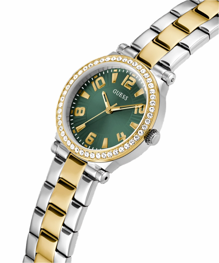 Guess Fawn G2T Green Dial Two Tone Analog Watch GW0686L2