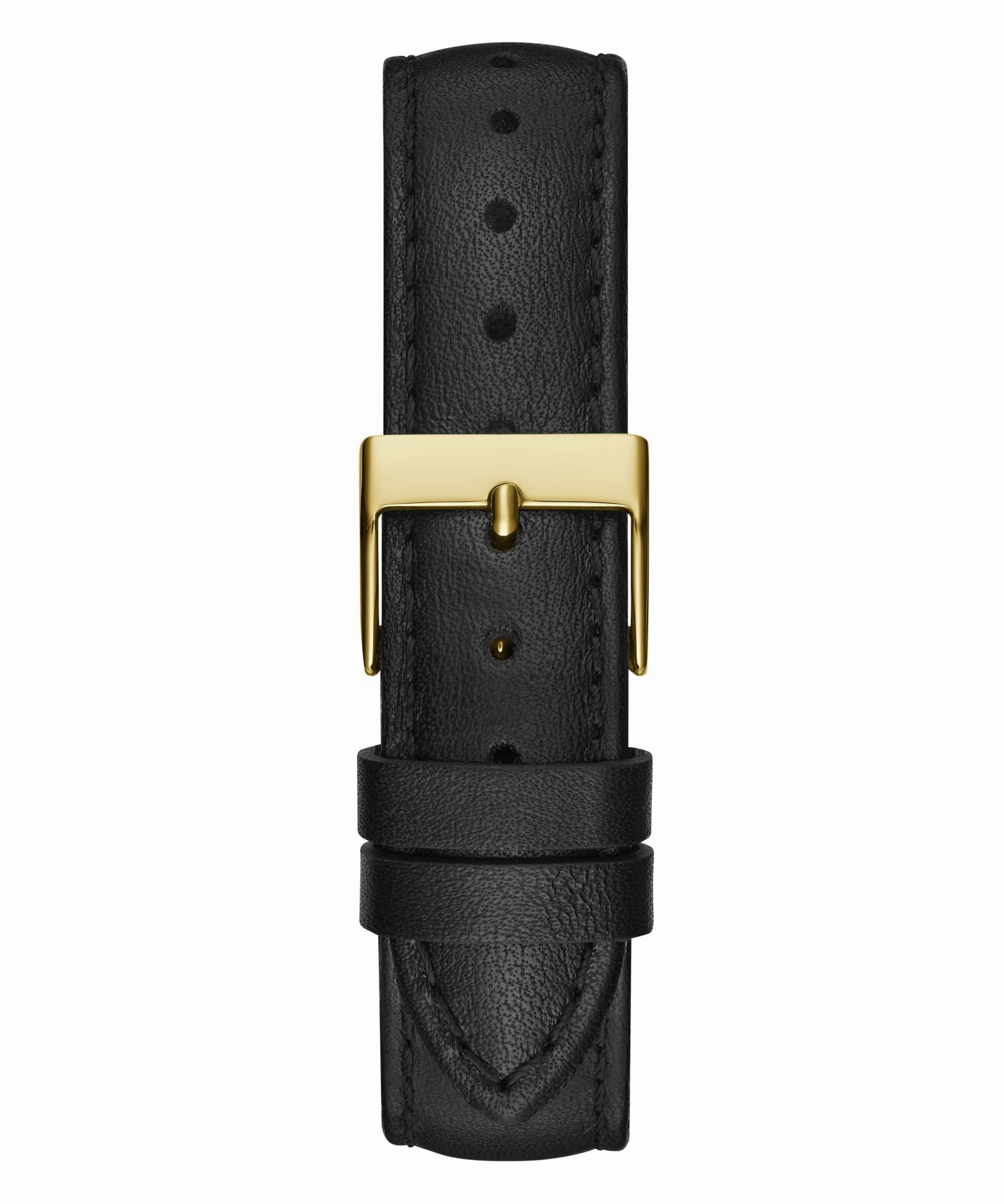 Guess G Gloss Gold Dial Black Leather Strap Watch GW0608L2