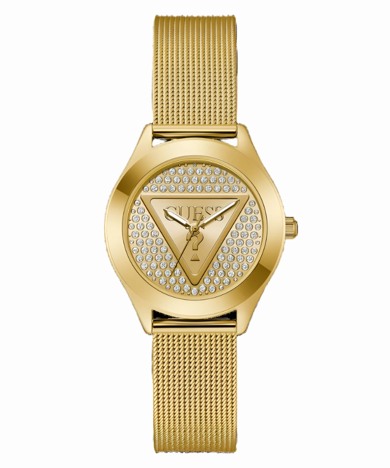 Guess Glitz Plaque Champagne Dial Gold Stainless Steel Watch GW0835L2
