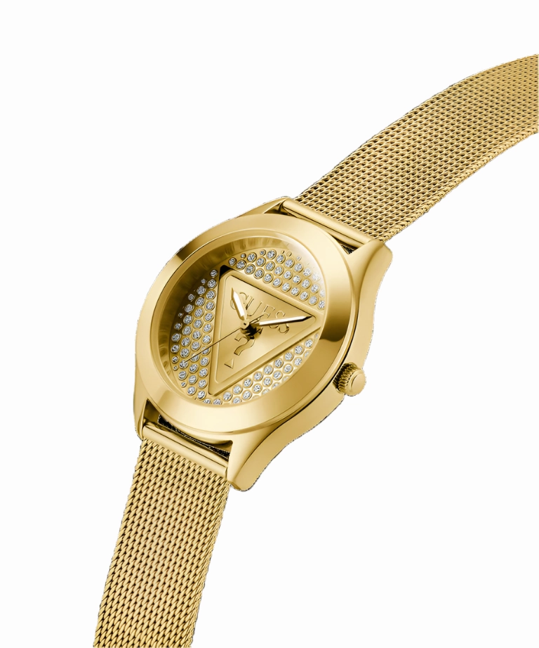 Guess Glitz Plaque Champagne Dial Gold Stainless Steel Watch GW0835L2