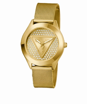 Guess Glitz Plaque Champagne Dial Gold Stainless Steel Watch GW0835L2