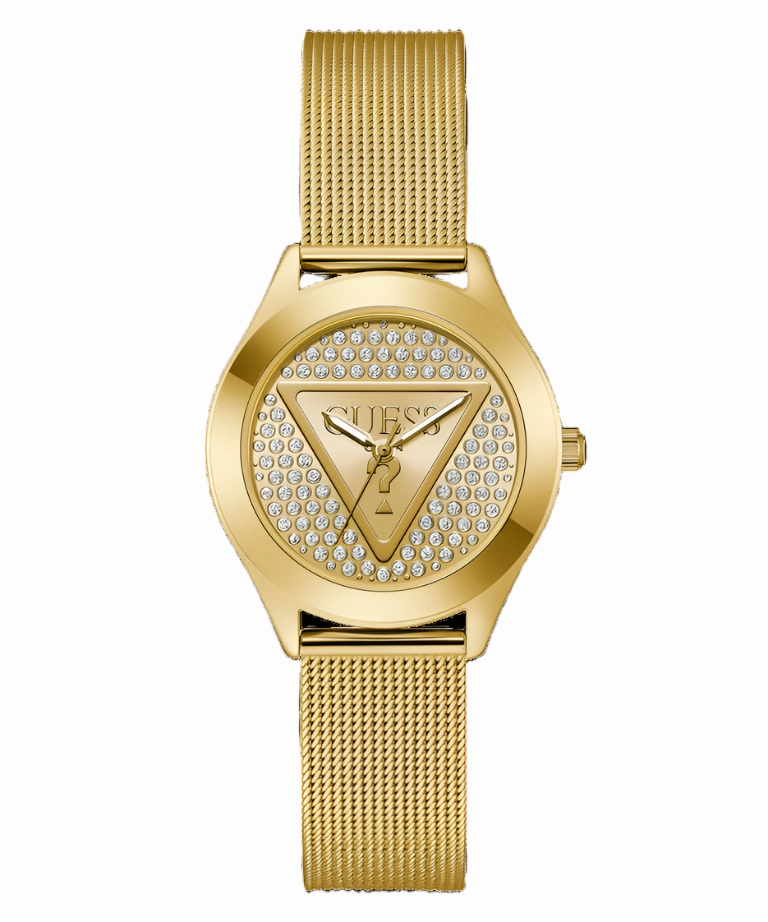 Guess Glitz Plaque Champagne Dial Gold Stainless Steel Watch GW0835L2