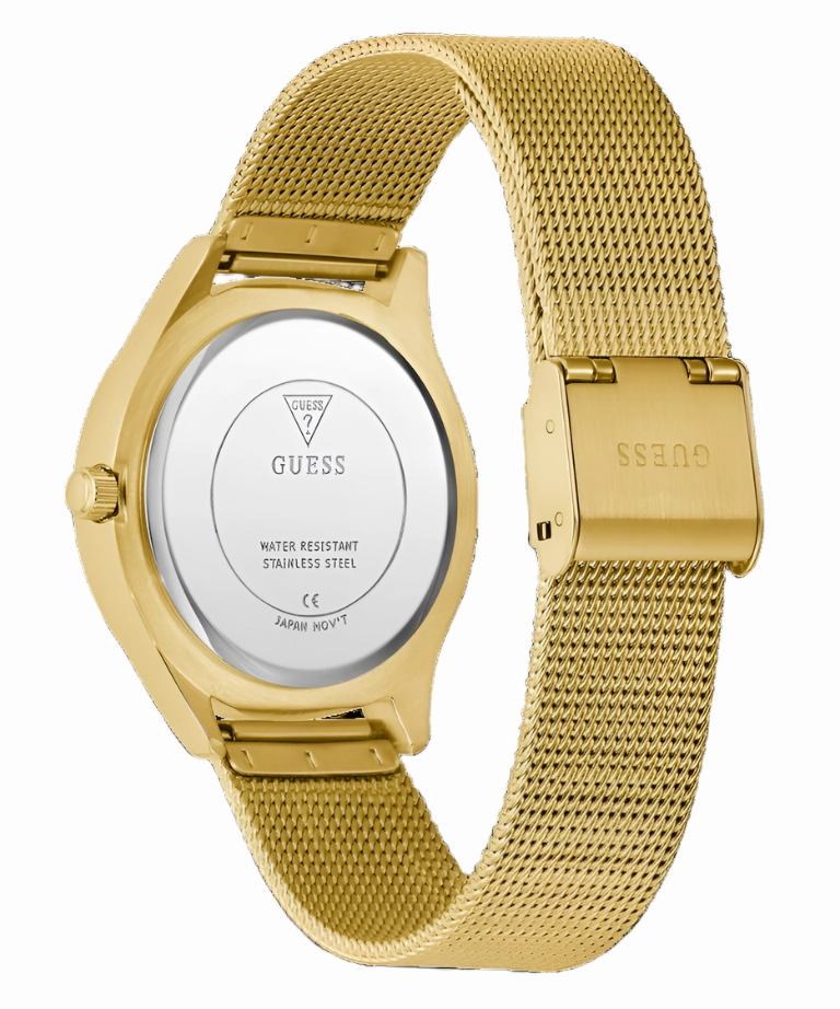 Guess Glitz Plaque Champagne Dial Gold Stainless Steel Watch GW0835L2
