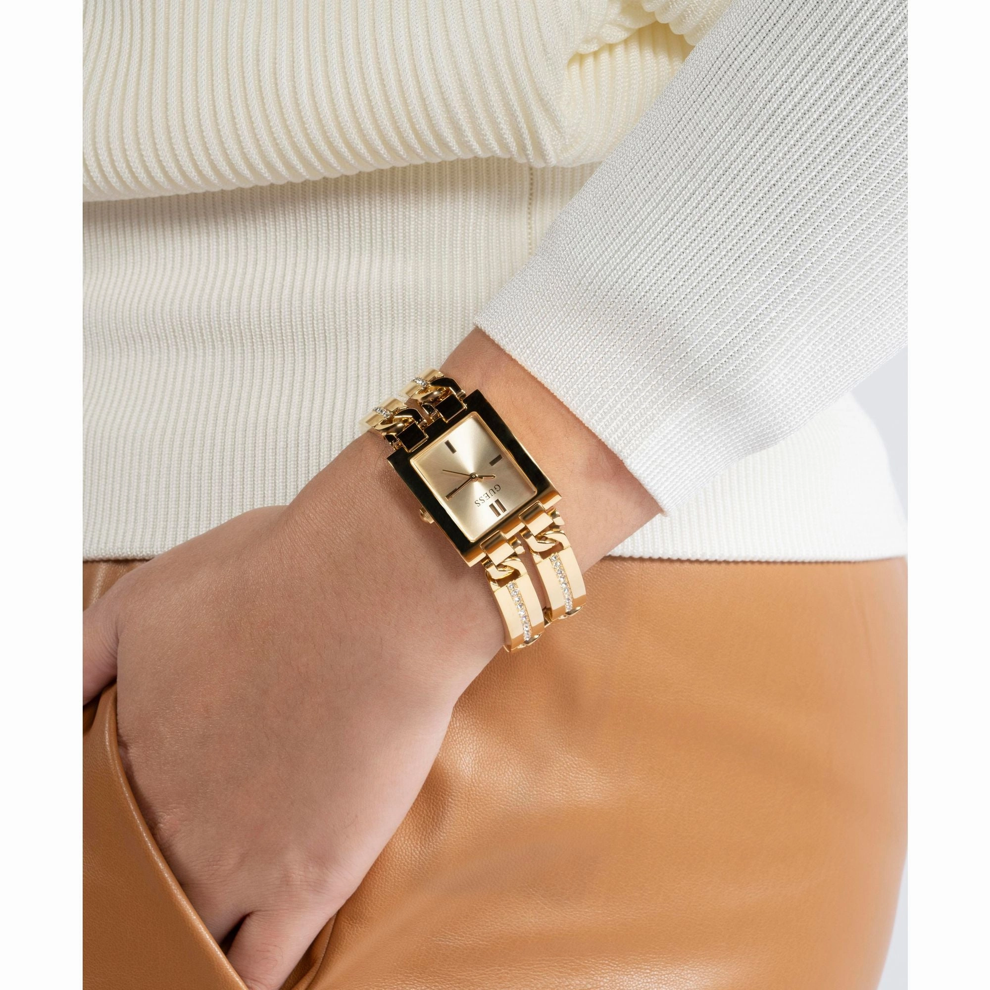 Guess Gold-Tone Square Analog Watch GW0668L2