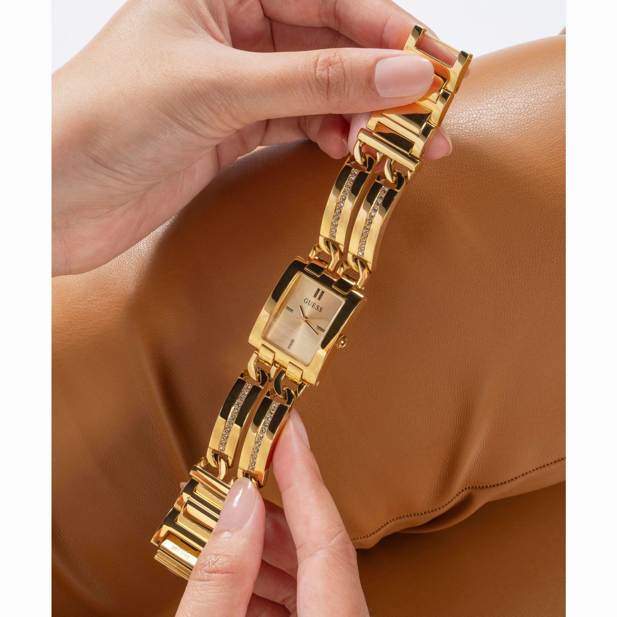 Guess Gold-Tone Square Analog Watch GW0668L2