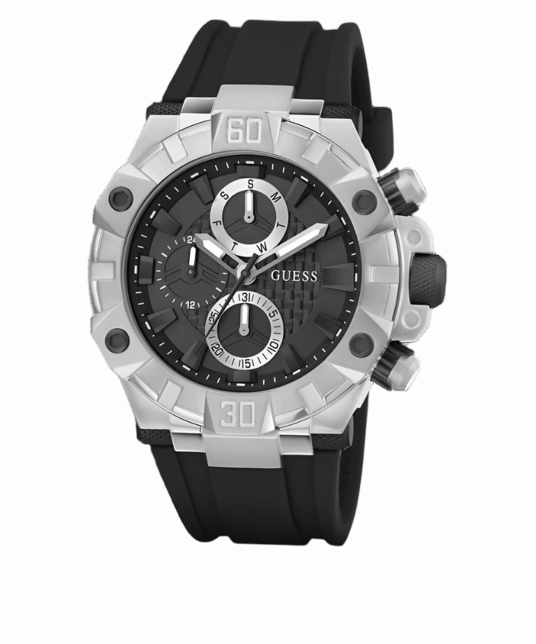 Guess Ignite Black Silver Tone Multi-function Watch GW0802G1