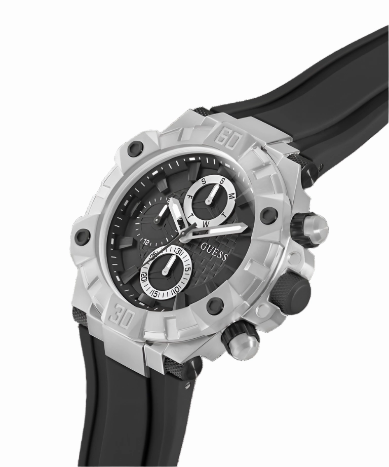 Guess Ignite Black Silver Tone Multi-function Watch GW0802G1