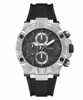 Guess Ignite Black Silver Tone Multi-function Watch GW0802G1