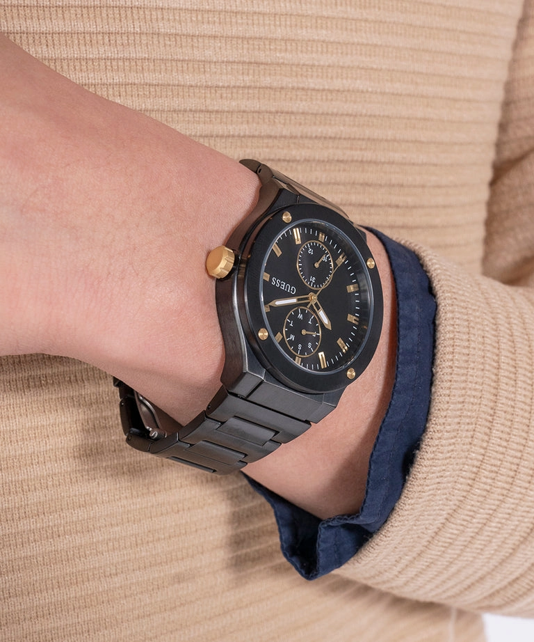Guess Jet Black Dial Black Bracelet Multi-function Watch GW0795G3