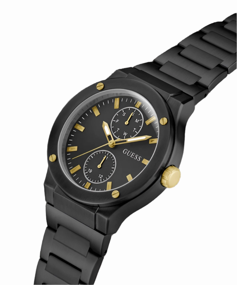 Guess Jet Black Dial Black Bracelet Multi-function Watch GW0795G3