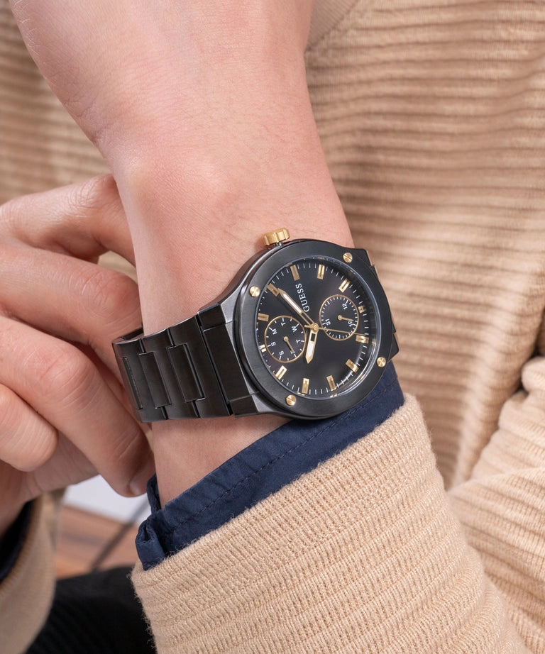 Guess Jet Black Dial Black Bracelet Multi-function Watch GW0795G3