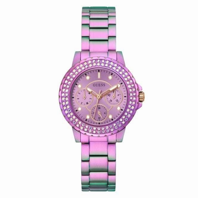 Guess Ladies Crown Jewel Stainless Steel Iridescent Watch GW0410L4