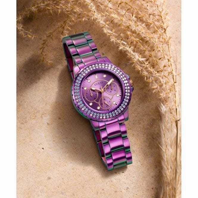 Guess Ladies Crown Jewel Stainless Steel Iridescent Watch GW0410L4