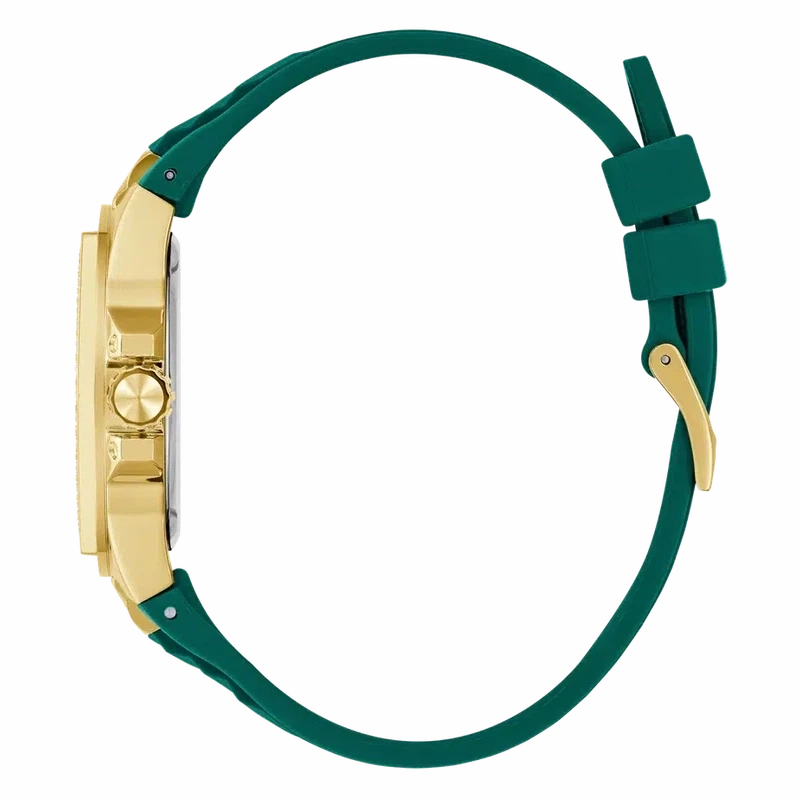 Guess Ladies Green Gold Tone Multi-function Watch