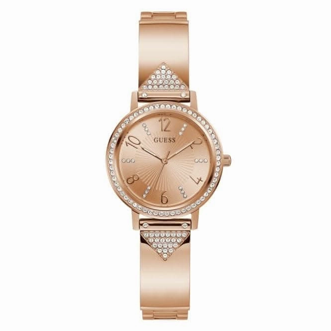 Guess Ladies Tri Luxe Stainless Steel Rose Gold Watch GW0474L3