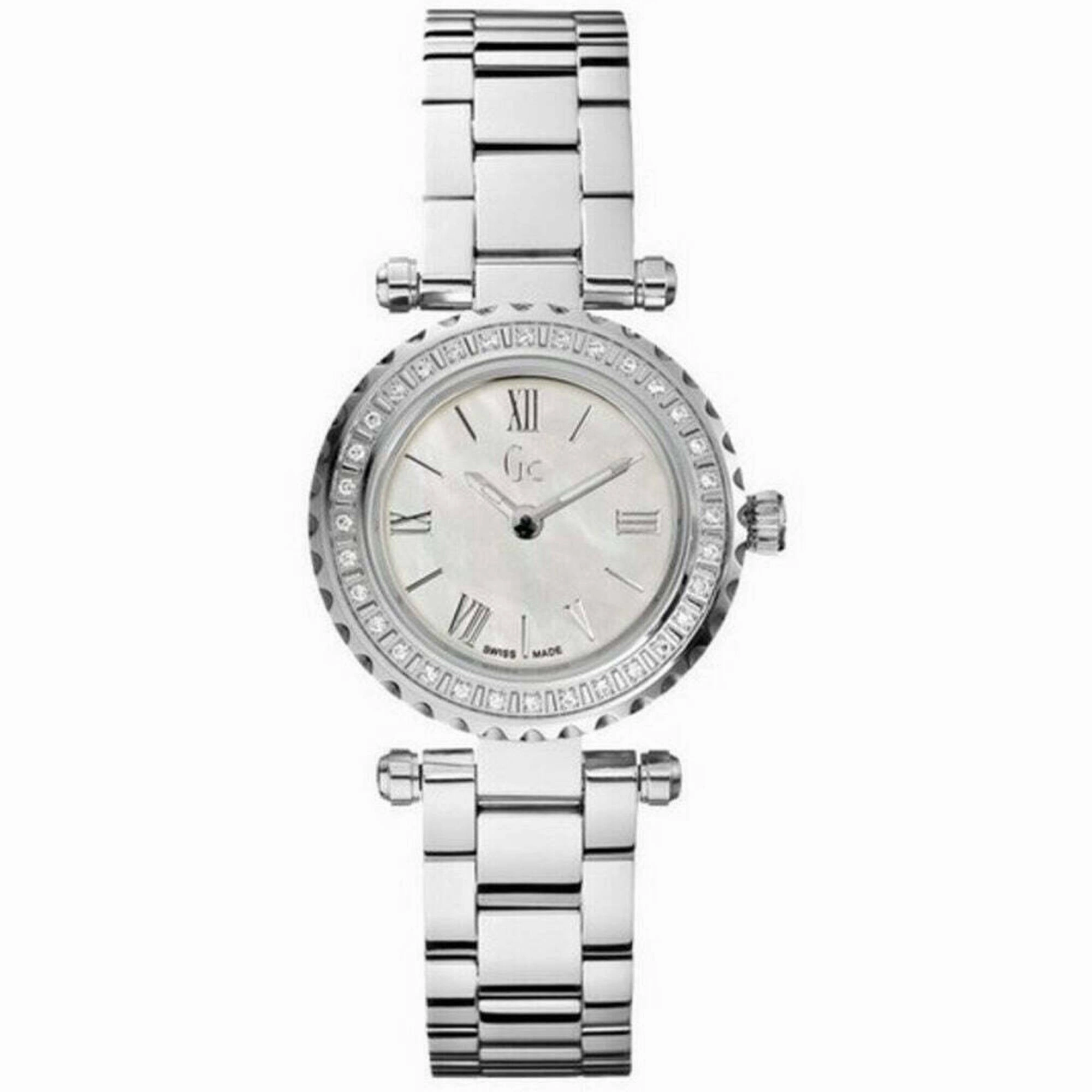 Guess Women's Watch - Mini Chic Quartz White Mop Dial Silver Bracelet | X70105L1S